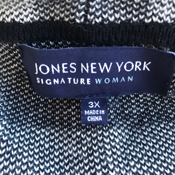 Jones New York Plaid Cardigan White/Black Buffalo Plaid (3X) - Picture 5 of 6